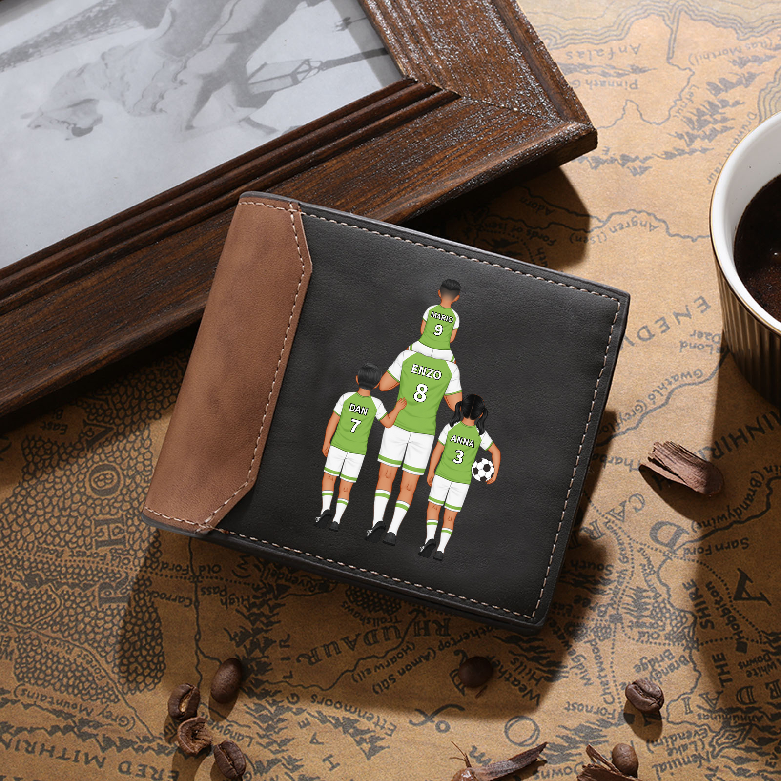Portafoglio in PU pelle da calcio una famiglia in maglia personalizzabile regalo per uomo