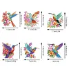 6Pcs Double Side Diamond Art Keyring Keychain Pendant Home Decor (Hummingbird)