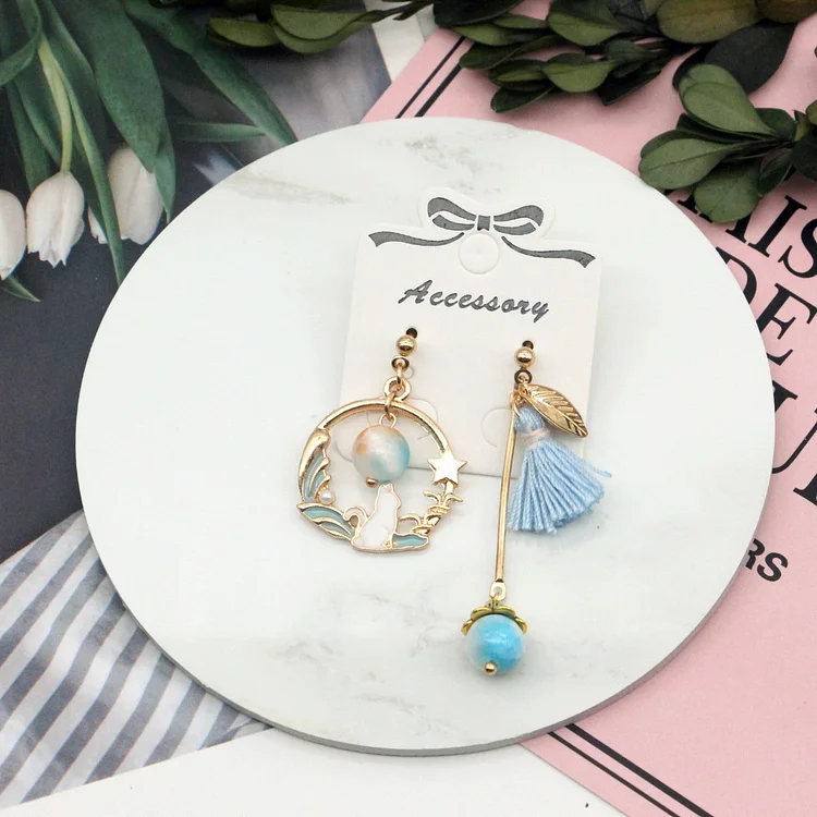 Rabbit Tassel Asymmetric Earring