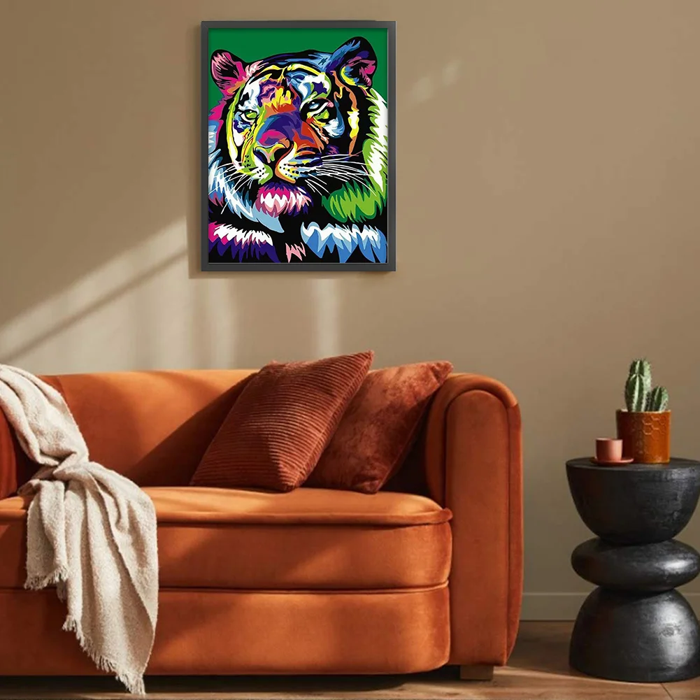 9CT Full Stamped Cross Stitch Bead Embroidery- Tiger(Canvas|39*54CM)