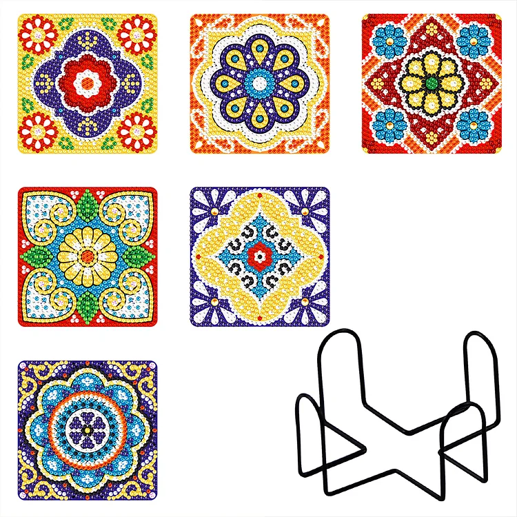Square Mandala - Coasters Ornaments - DIY Diamond Crafts