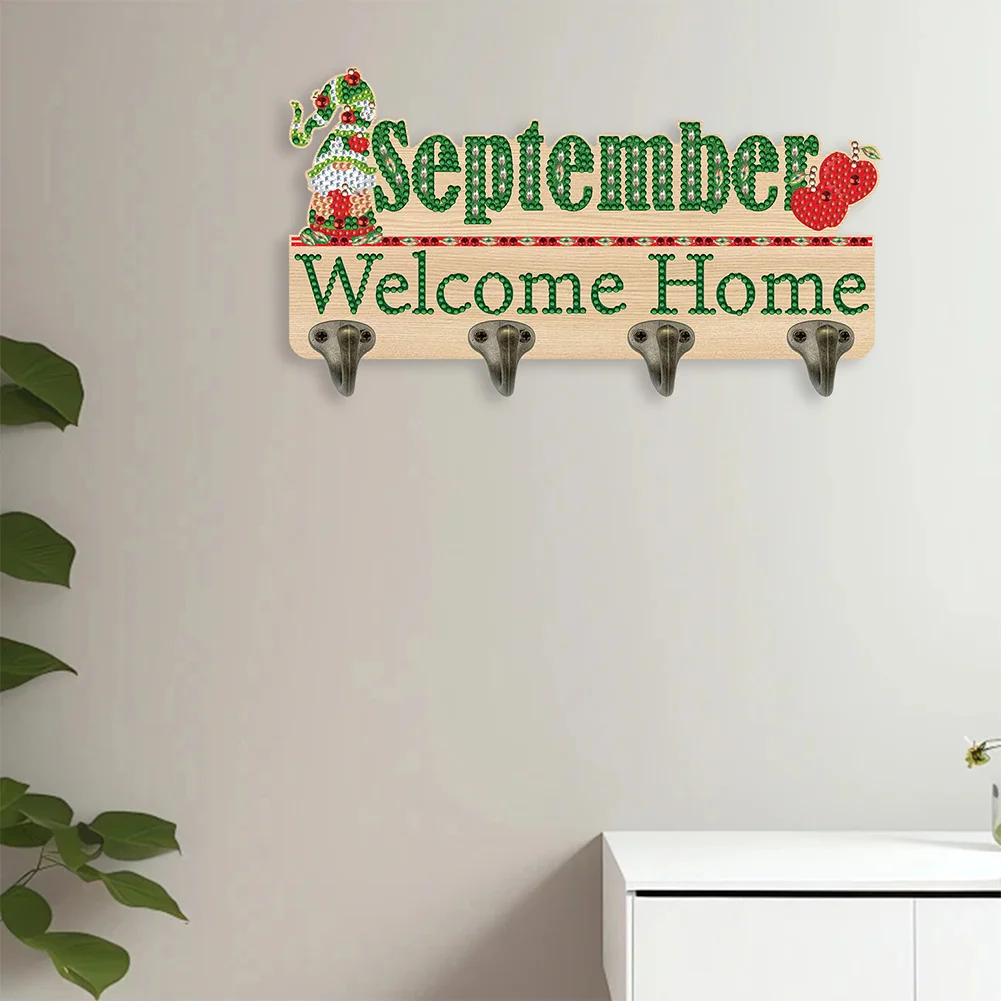 DIY Wooden Calendar September DIY Diamond Art Craft Wall Hooks for Beginners Adults