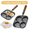 4-Cup Cast Iron Egg Frying Pan with Handle Pancake Pan Egg Cooker Fried Egg Pan