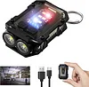 Mini Keychain Flashlight with Magnet, USB C Rechargeable, LED & COB Portable Clip on Flashlights-8 Modes