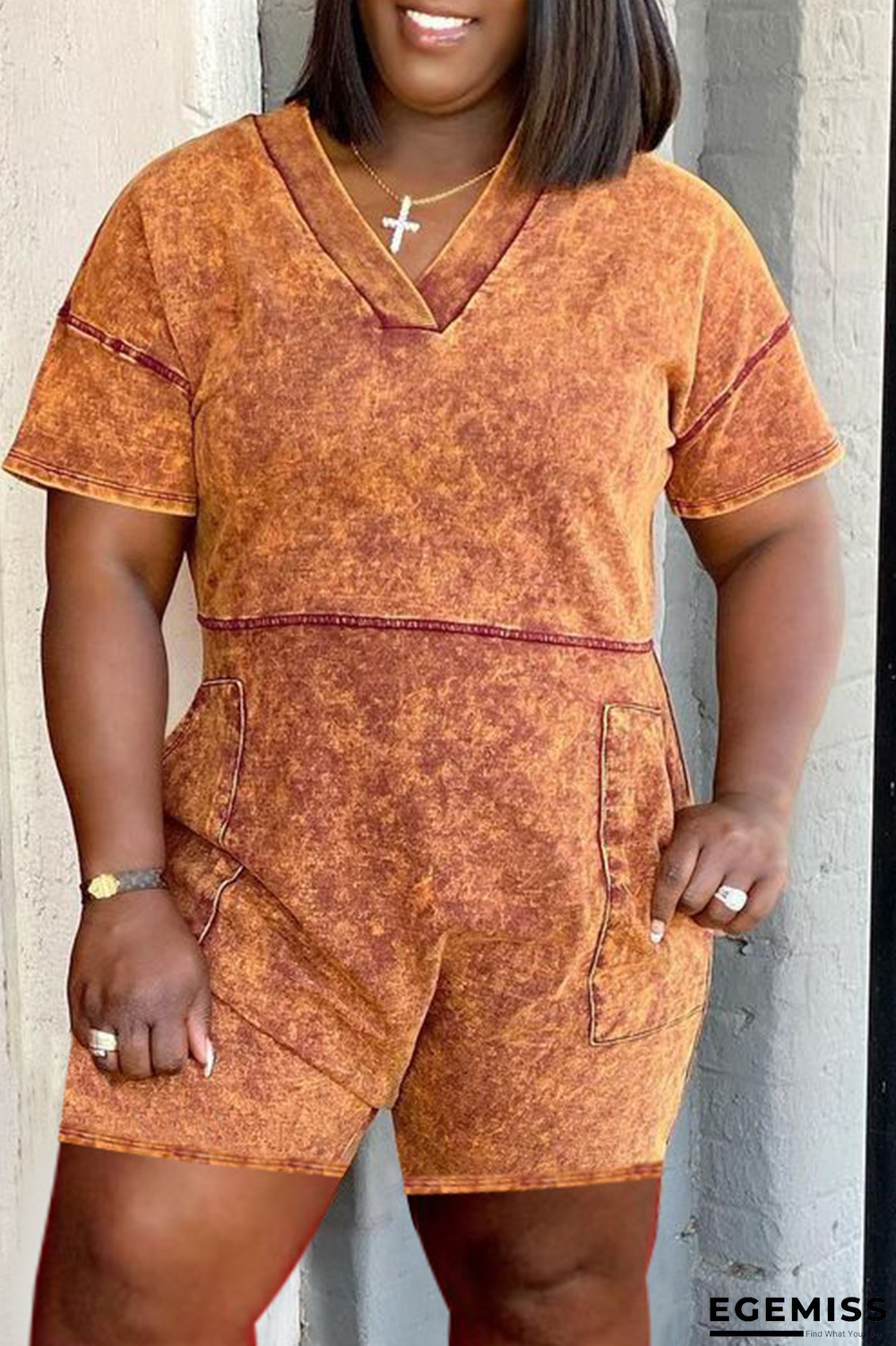 Yellow Casual Solid Patchwork O Neck Regular Jumpsuits | EGEMISS