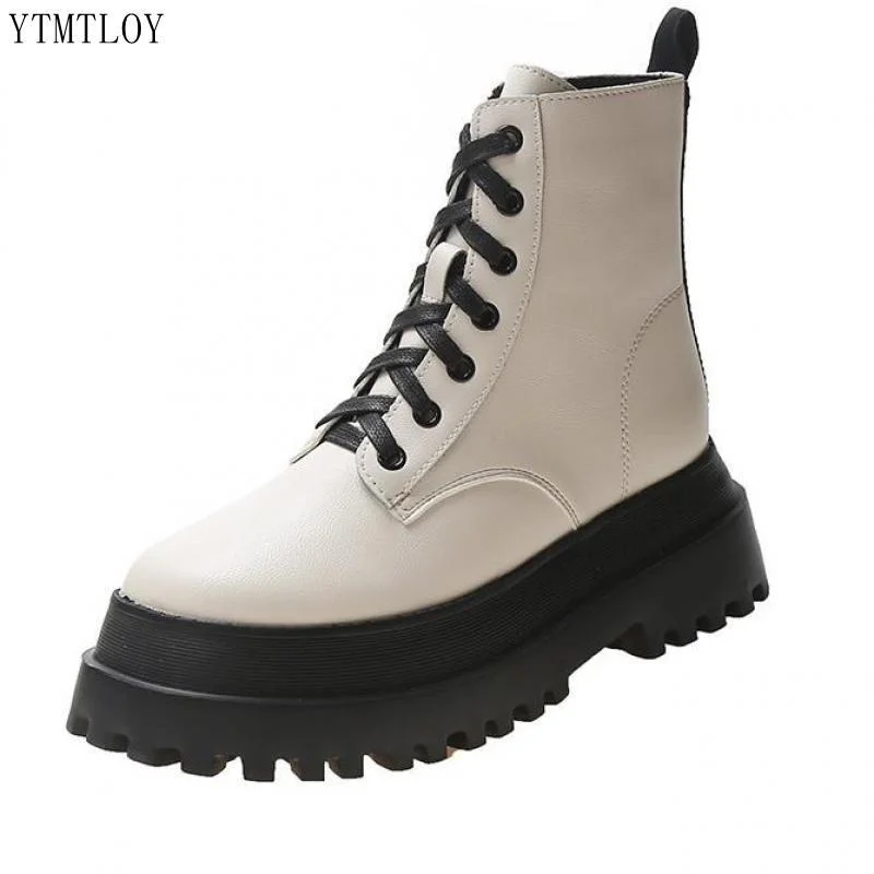 Women Ankle Boots INS Fashion Platform Winter Warm Shoes For Short Lady Footwear Ytmtloy Square Heel Botines De Mujer Round Toe