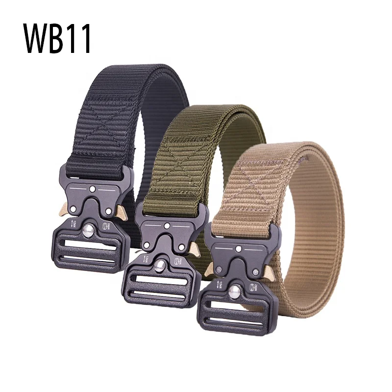 Hot selling Men's Nylon Fabric Belt Sports Tactical Belt Quick Release Metal Buckle Woven Belt Hunting Sports Waist Straps