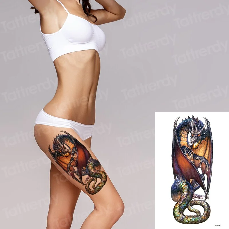Sdrawing Tattoo Sticker beauty Mermaid Shoulder tattoo Lion wolf skull snake dragon Arm Tattoo Sketch Women body art Waterproof