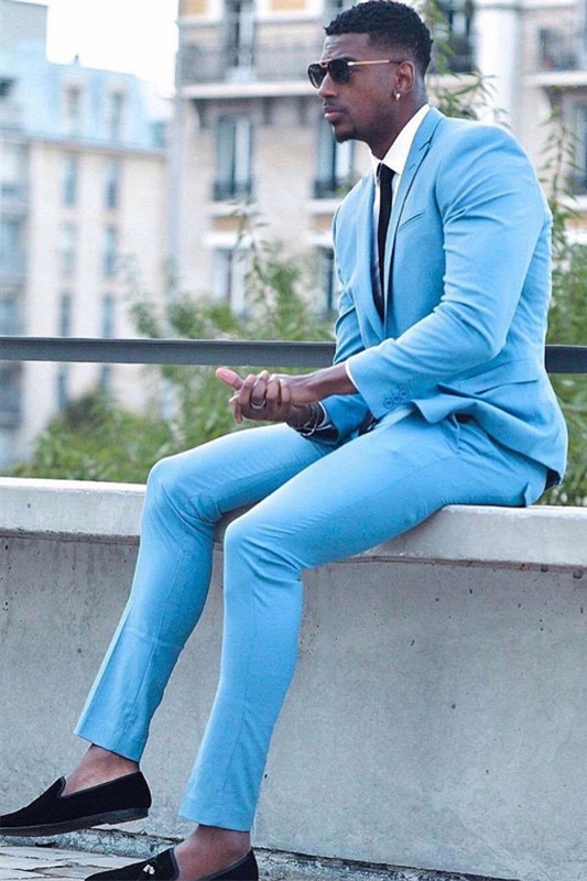 Dresseswow Handsome Best Fited Two Pieces Blue Prom Suit Online