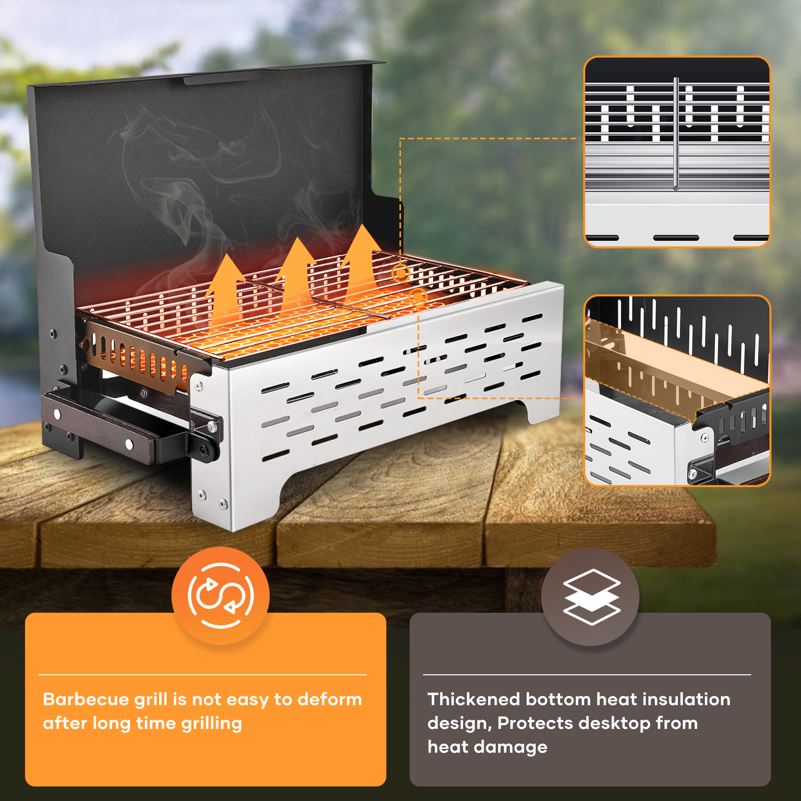 AUXTUR Folding Portable Charcoal Grill