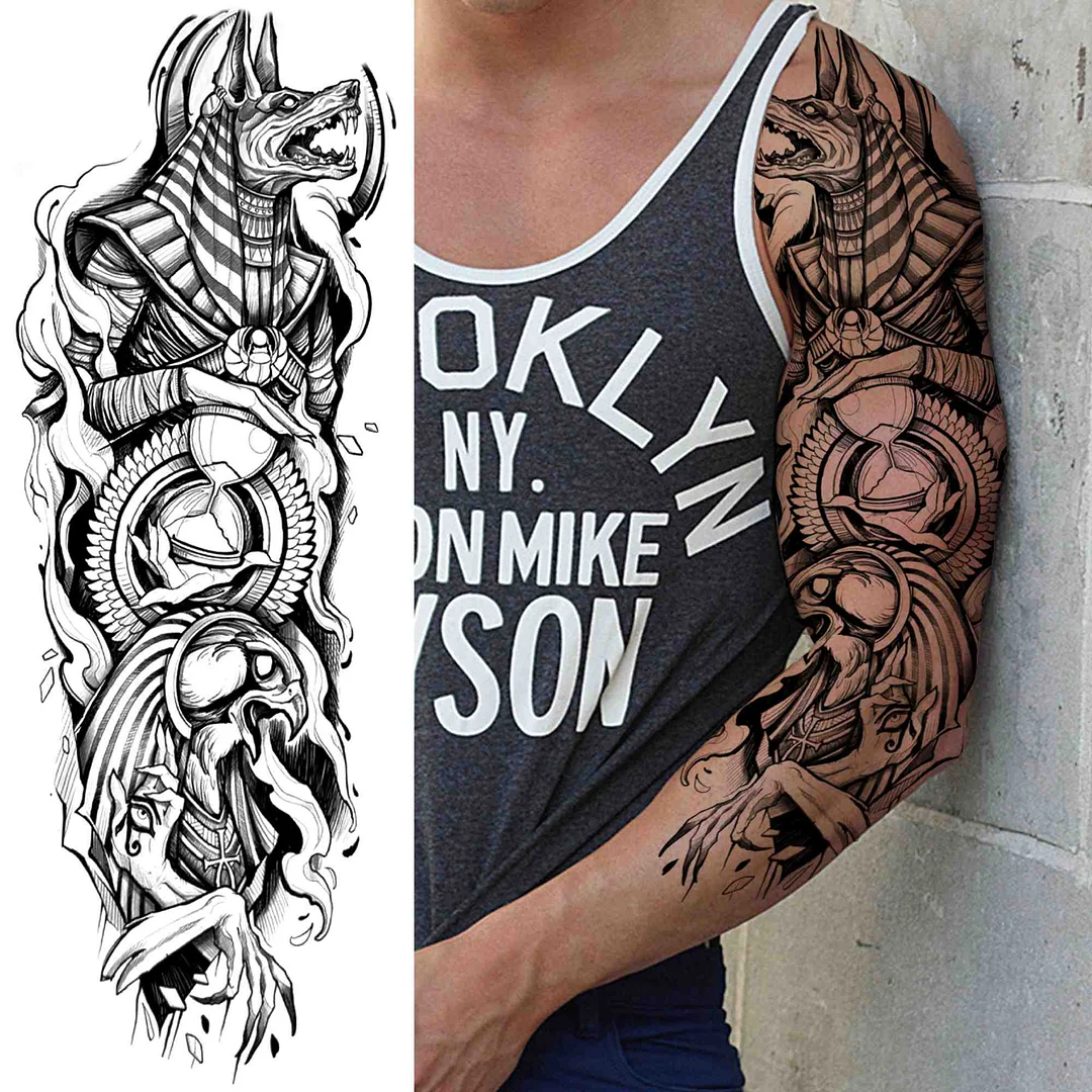 Sexy Girl Flower Temporary Tattoos For Women Men Black Lion Triangle Tattoo Sticker Fake Tribal Full Arm Sleeve Tatoos Paste 923