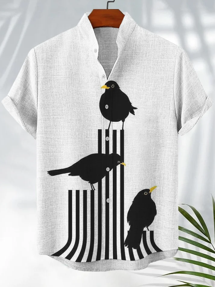 Men's Crows Stripe Art Print Shirt