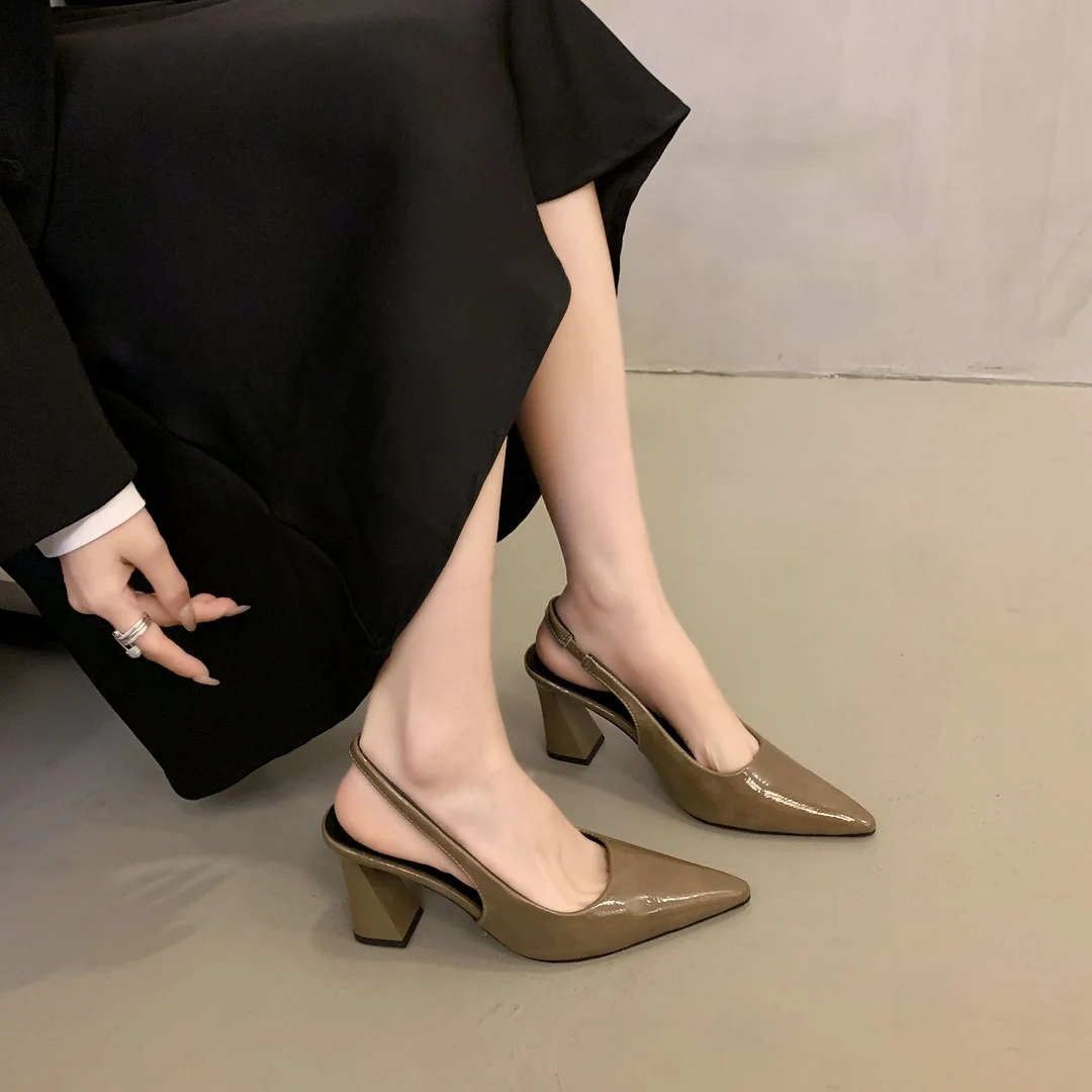 Yyvonne Temperament Baotou Sandals Women 2025 Summer New Korean Commuter Light Heels Paint Coarse Fashion Single Shoes