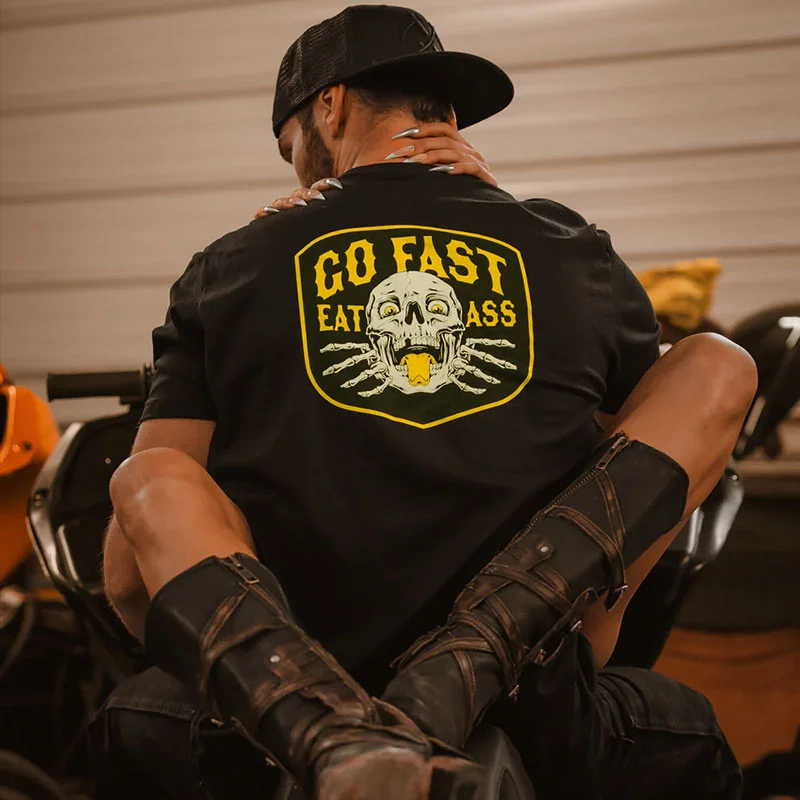 GO FAST Skull Print Men's T-shirt