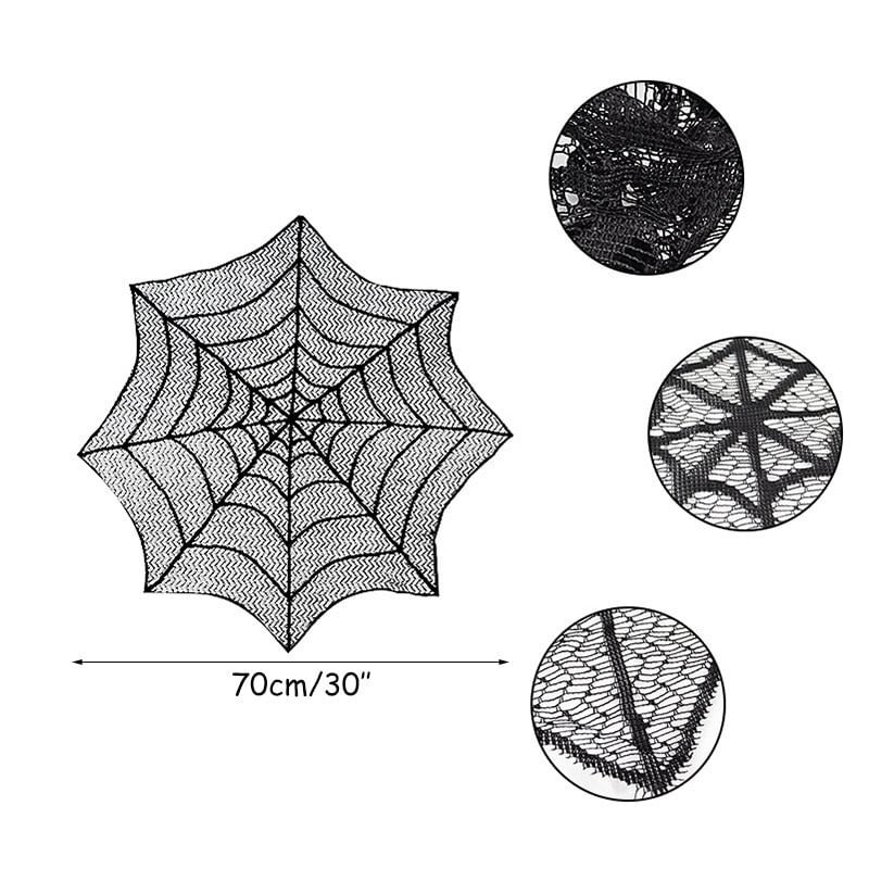 Halloween Decoration Lace Spider Web Skeleton Skull Tablecloth Black Fireplace Mantel Scarf Event Party Decoration Supplies