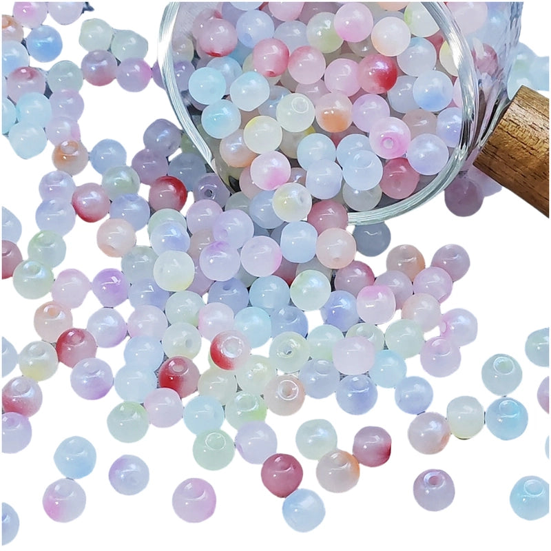 50 PCS/Package Glass/Colored Glaze Round Beads