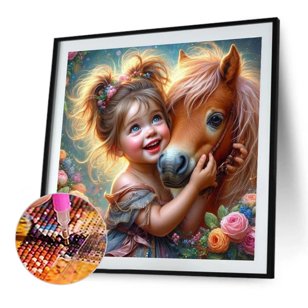 Diamond Painting - Full Round Drill - Horse Girl(Canvas|40*40cm)