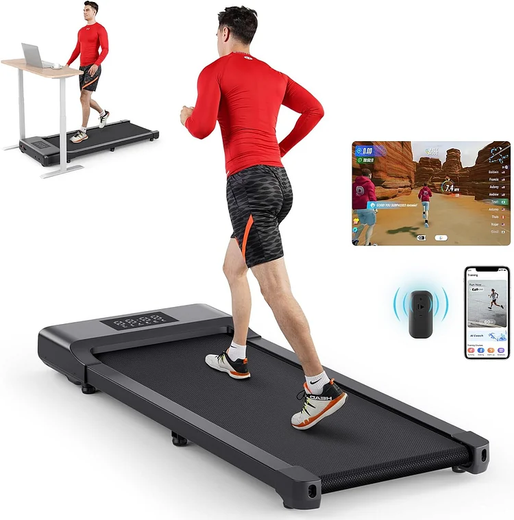 SSPHPPLIE Walking Pad Treadmill 15.75 x 35.43“Walking Area, Portable Under Desk Treadmill with Remote and Bluetooth, 265lbs Capacity for Home/Office(Black)