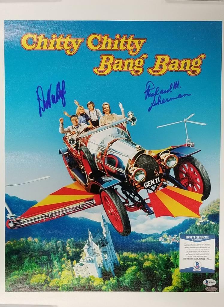 Dick Van Dyke & Richard Sherman signed Chitty Bang 16x20 Canvas Photo Poster painting ~ BAS COA