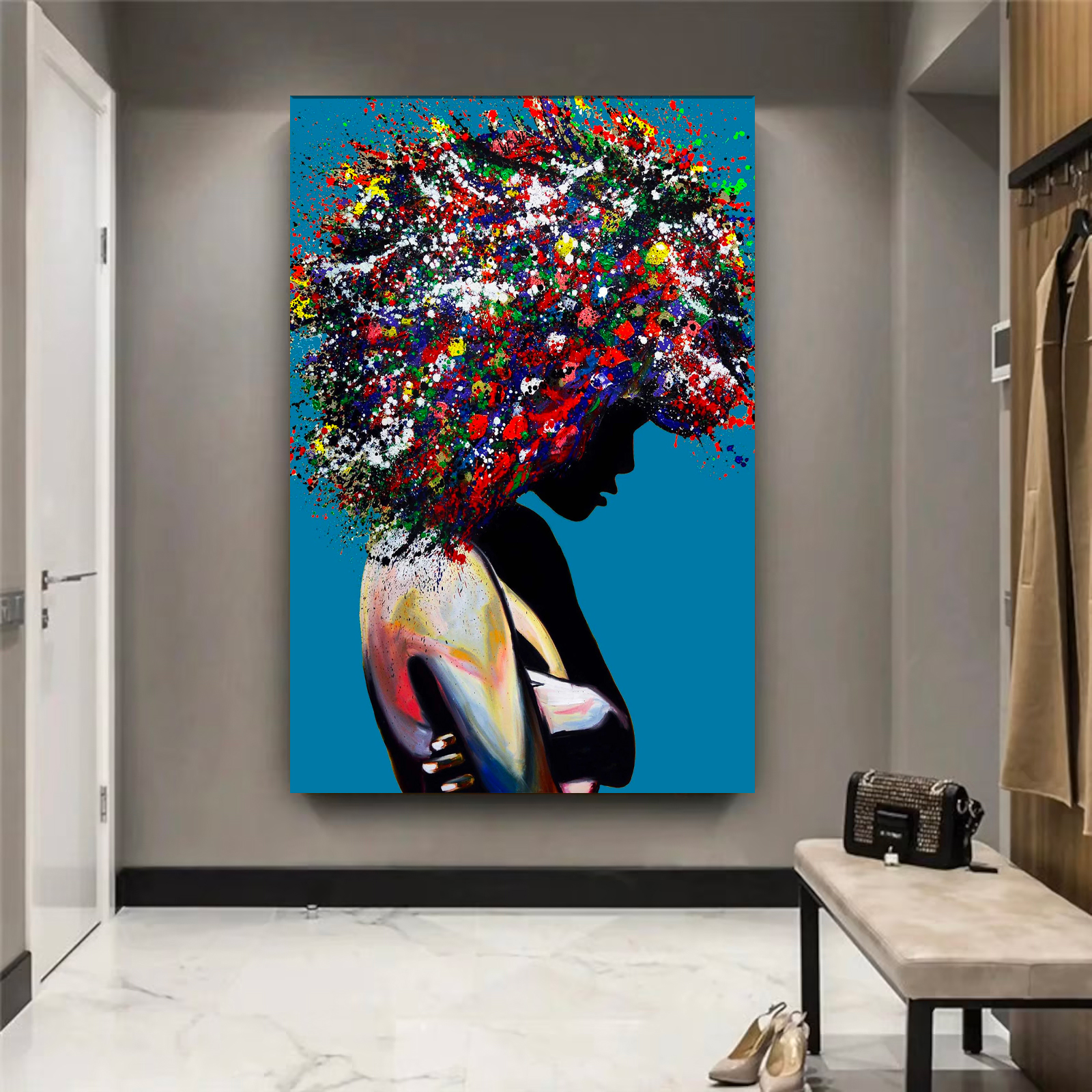 Afro woman Modern home decor Canvas Wall Art S3 