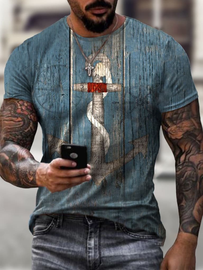 Designer map anchor print T-shirt / [viawink] /