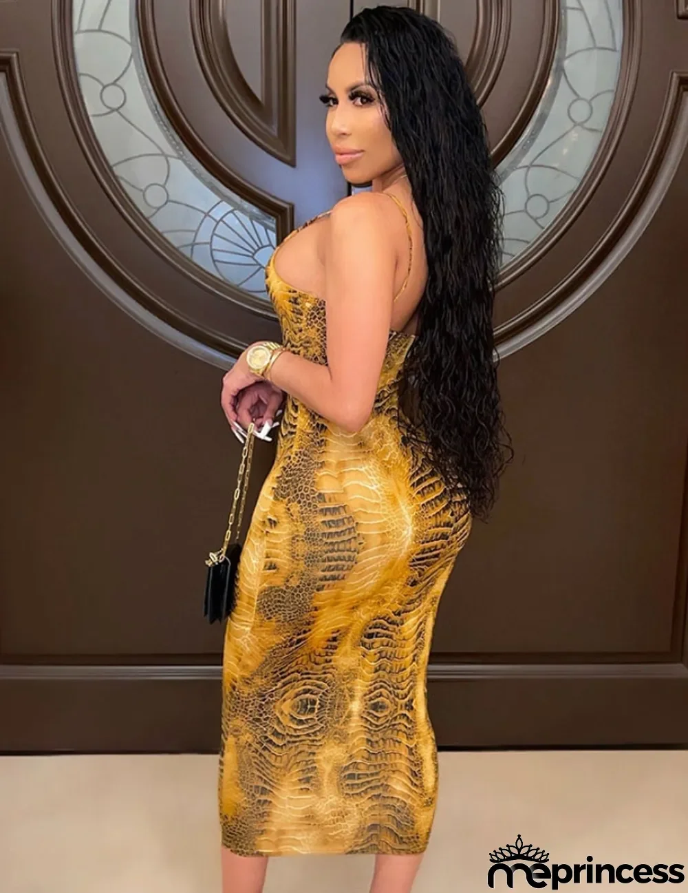 Fall Sexy Print Straps Sleeveless Long Dress