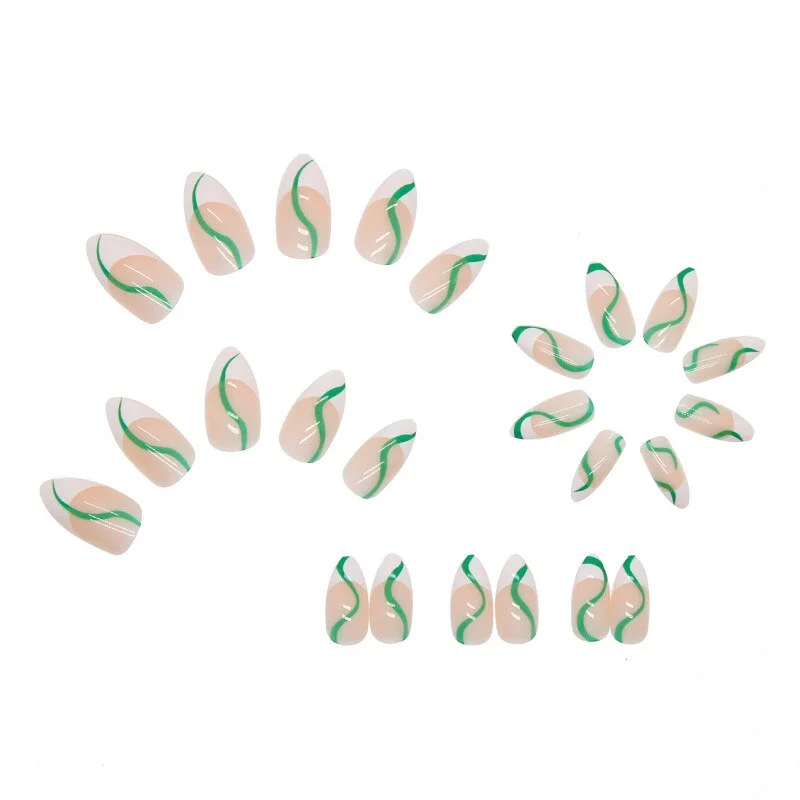 Geometric Simplicity Nails Art Wearable Fake Nail With Glue And Sticker Ellipse Short False Nails 24pcs/box With Wearing Tools-Nail Inspo