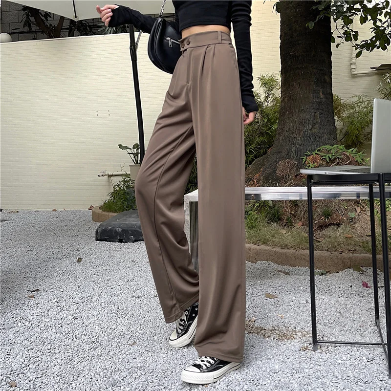 Uveng Uveng Leg Pants Women 2023 Autumn Dress New Korean Version Of High Waist Pendant Suit Pants Retro Student Casual Pants Women's Wear