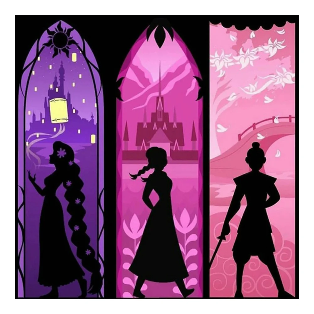 Full Round Diamond Painting 50*50cm - Disney Princess Silhouette