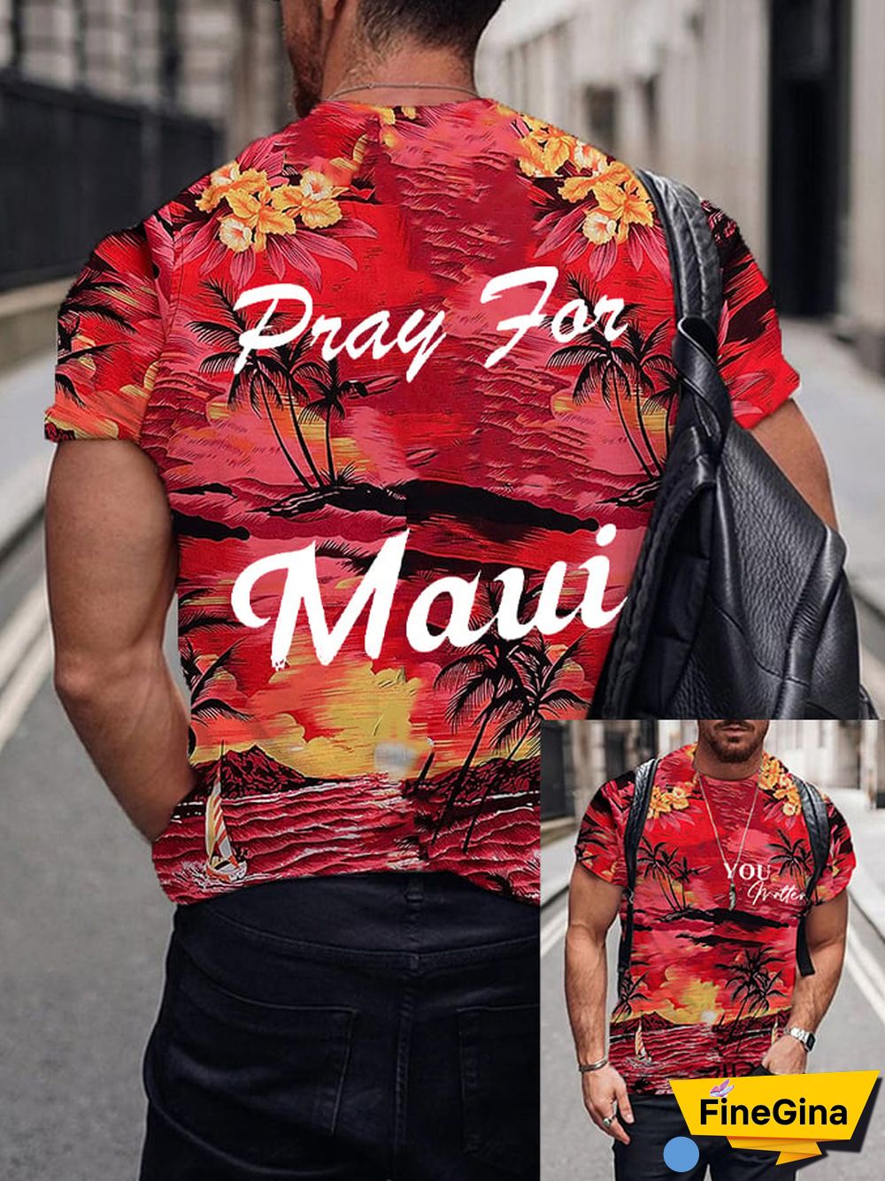 Men's Pray For Hawaii Maui Print T-Shirt