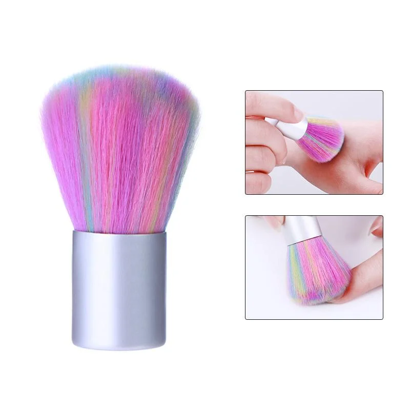 1PC UV Gel Drawing Brushing Nail Brush Cleaning Remove Dust Powder Plastic Cleaner Nail Art Manicures Care Tool Random Color