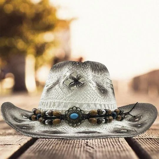 Ladies Western Sun Visor Straw Hat