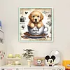 Golden Retriever In Coffee Cup-11CT Stamped Cross Stitch 40*40cm/15.75*15.75in
