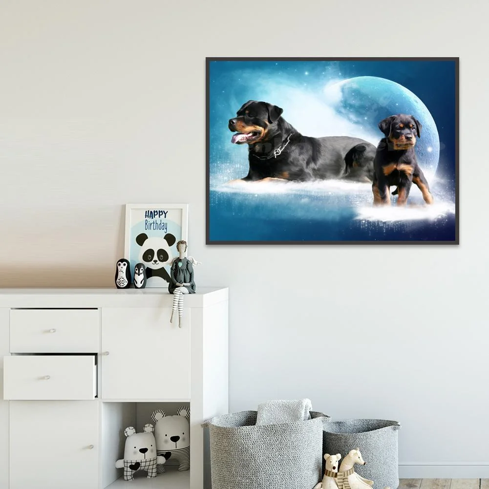 Diamond Painting - Full Round Drill - Dogs Moon(Canvas|40*30cm)