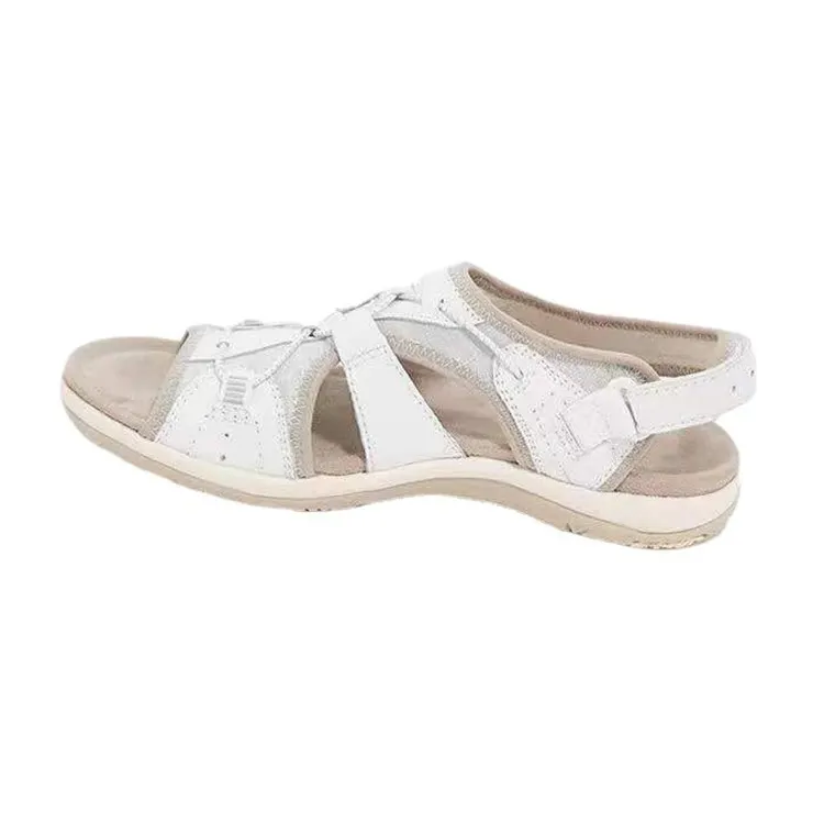 Yyvonne New Roman Slope Heel Sandals Round Head Magic Stick Retro Large-Size Beach Solid Sandals Women