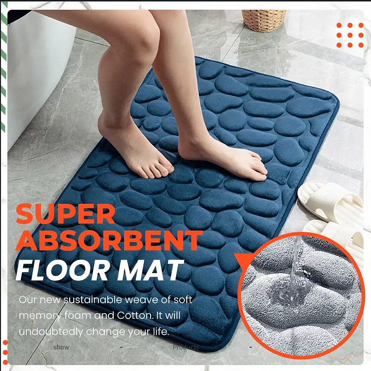 Memory Foam Embossed Soft Stone Bathroom Non-slip Carpet