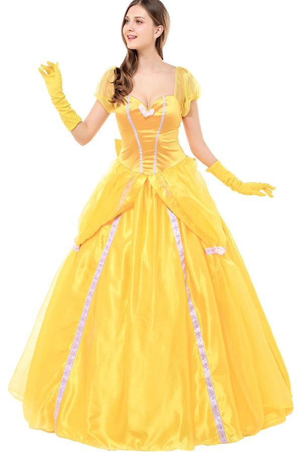 Fancy Adult Princess Belle Beauty And The Beast Costume Yellow-elleschic