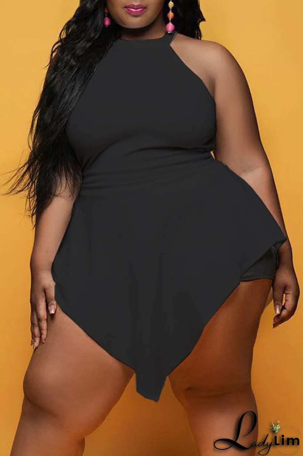 White Fashion Casual Solid Split Joint Asymmetrical O Neck Plus Size Romper