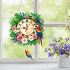 (US Only)2D Flat DIY Jungle Parrots 5D Diamond Clock Pendant Art Craft for Living Room