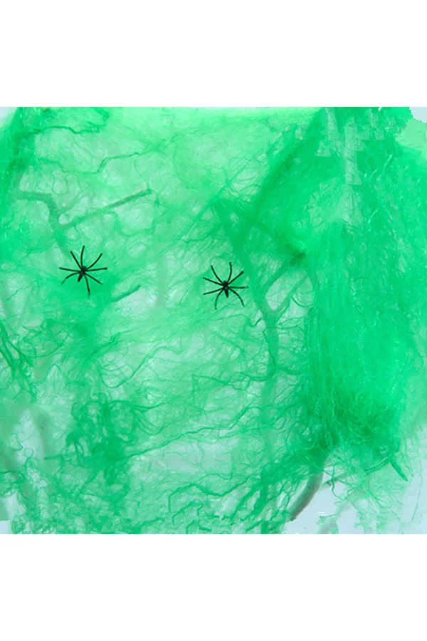 Spider Webs Cotton With 2 Spiders For Halloween Home Decor Green-elleschic