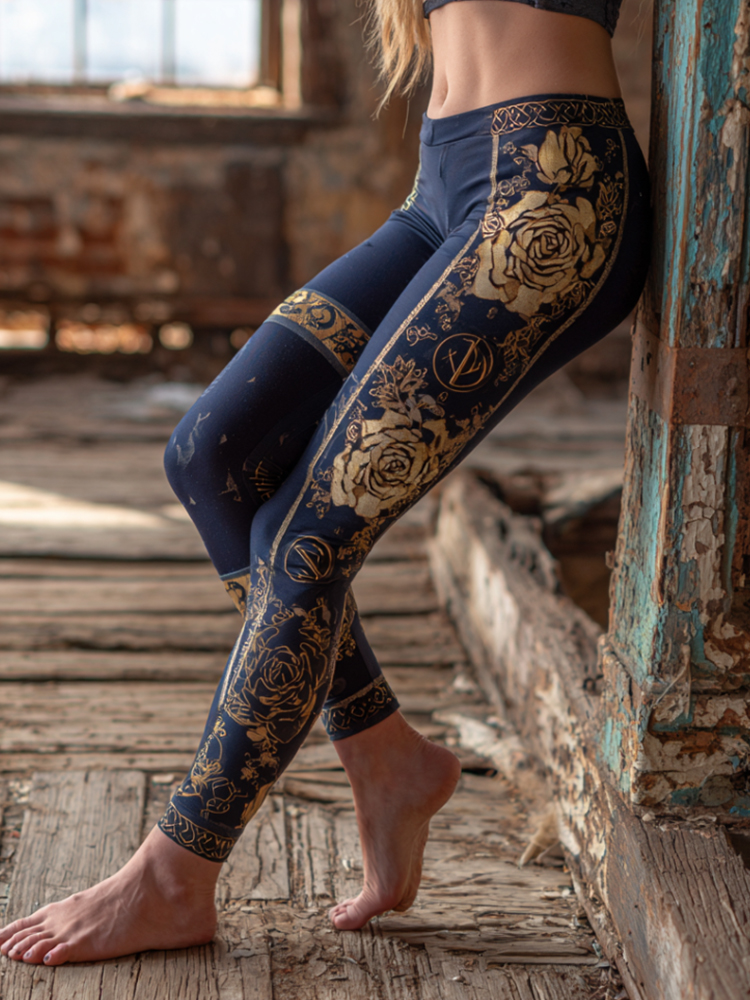 Viking Style Golden Rose Leggings elevenforest