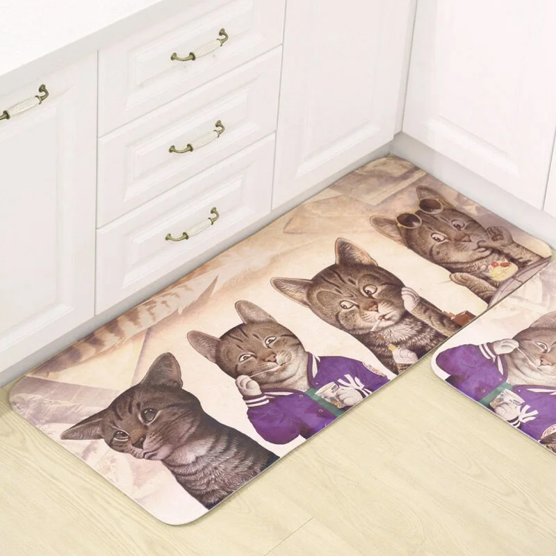 Kitchen Carpet Floor Mats for Living Room Welcome Mat Animal Cute Cat Doormats Kitchen Mat Bathroom Anti-Slip Rug Door Carpet