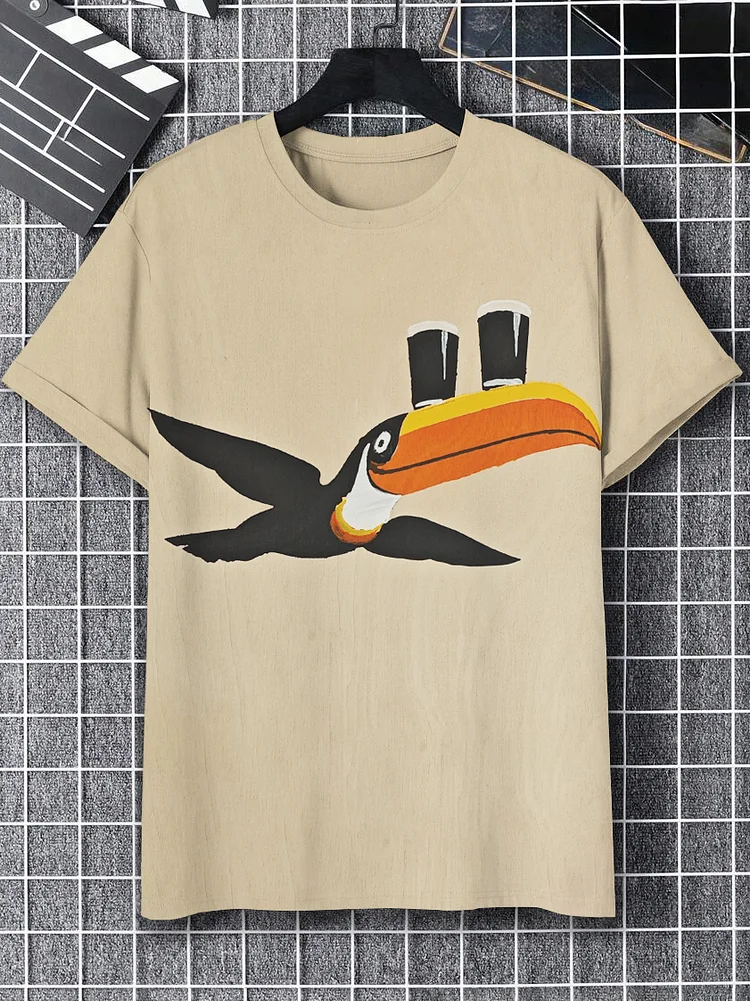 Men's Hawaiian Toucan Graphic Print Casual T-Shirt