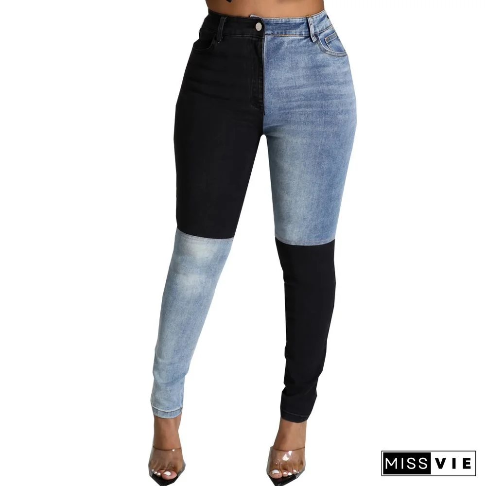 Autumn Fashion Women Clothing High Waist Streetwear Vintage Patchwork Plus Size Pencil Jeans