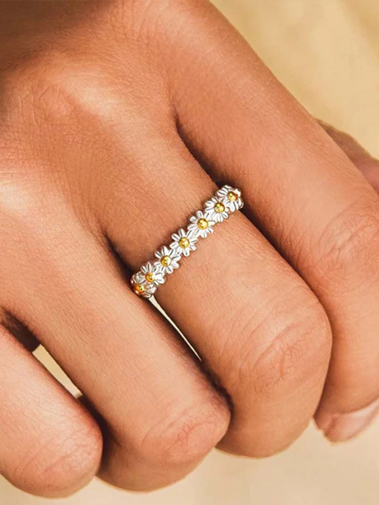 Fashion Daisy Shape Adjustable Alloy Cute Ring