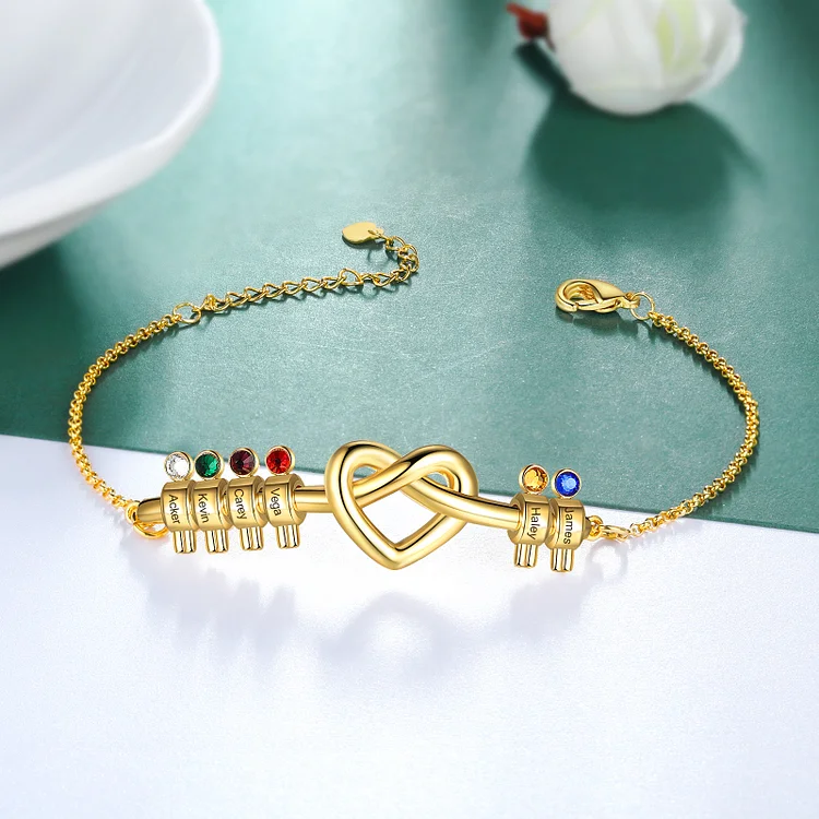 Bracelet jonc 6 Prénom Personnalisé avec 6 Pierre de Naissance Jessemade FR