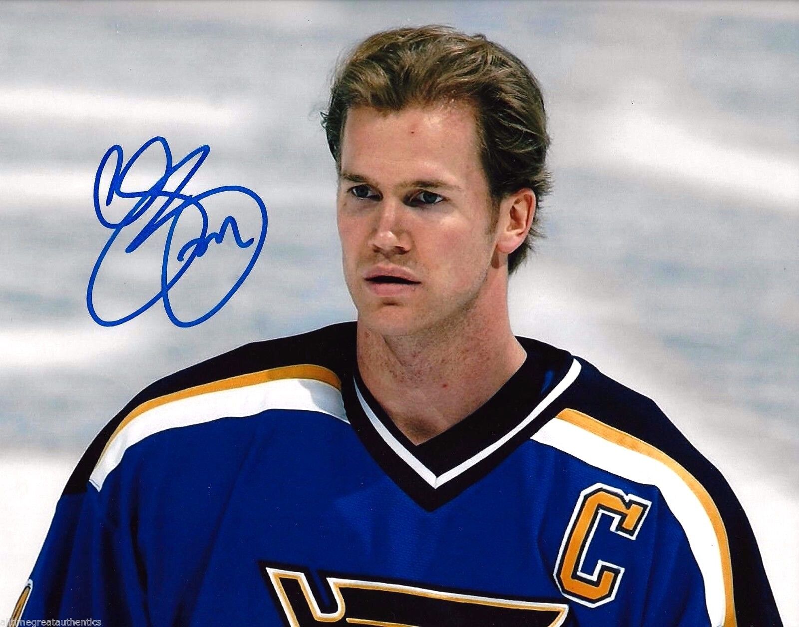 ST LOUIS BLUES CHRIS PRONGER SIGNED 8X10 Photo Poster painting W/COA ANAHEIM DUCKS STANLEY CUP A