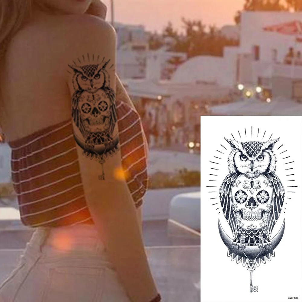 Waterproof Temporary Tattoo Sticker Snake Dragon Rose Flower Flash Tattoos Eagle Skull Body Art Arm Fake Sleeve Tatoo Women Men