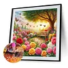 Fleur mer paysage - per&ccedil;age rond peinture diamant - 30*30cm