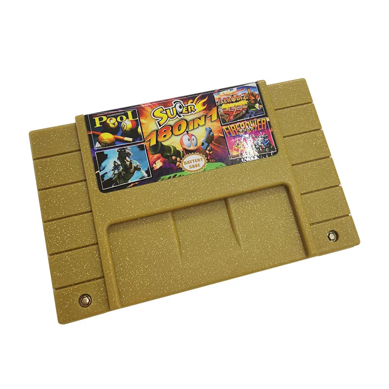 16 Bit Game Card - Super 180 in 1 Classic Collection SNES Multicart Super NES Games Cartridge for Retro SNES Game Console | English Language NTSC US Version
